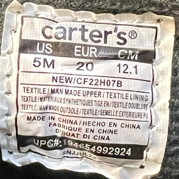 Carter’s Kid's Easy On/Off Duck Boot Gray Blue Orange Size 5M - Picture 9 of 12